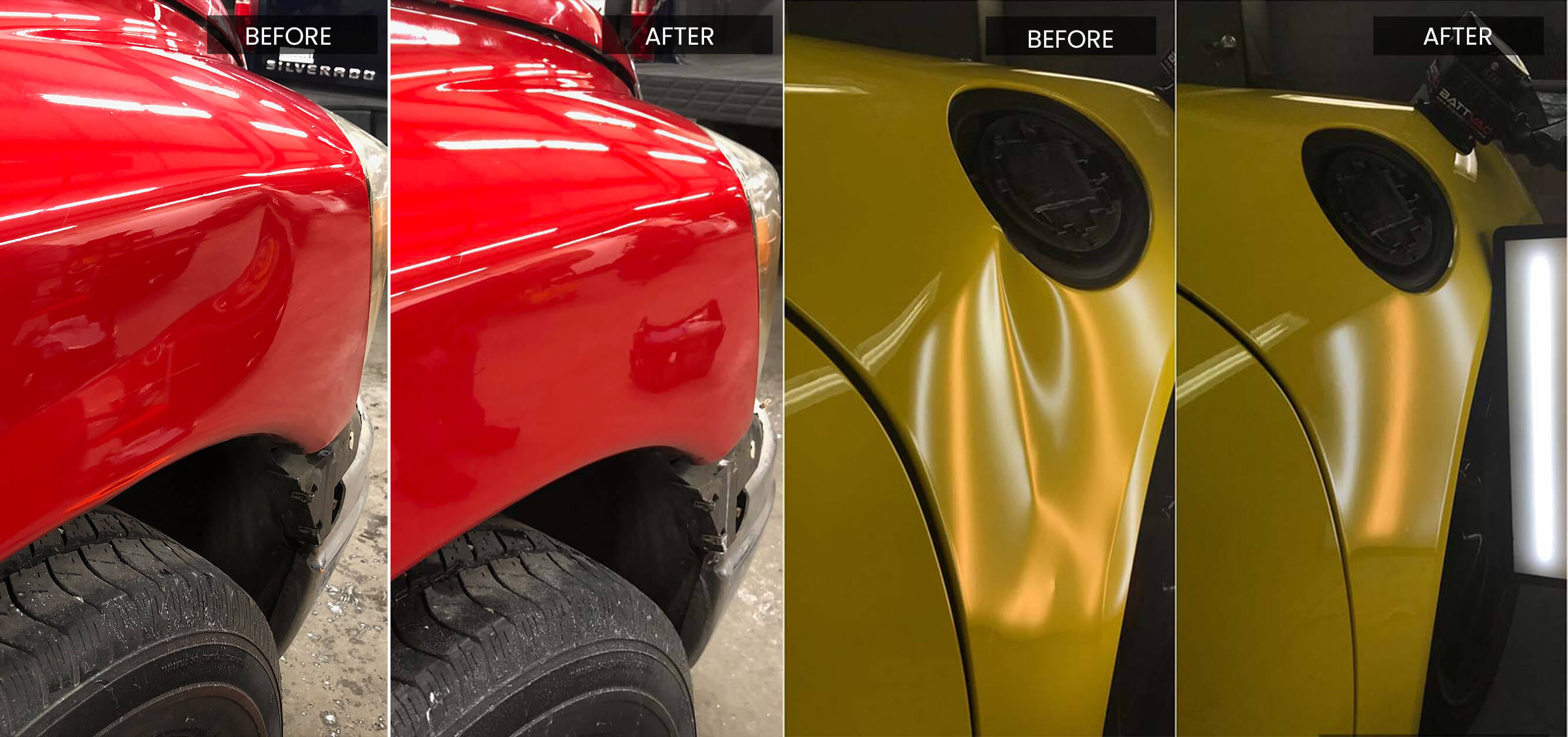 Before and after dent repair